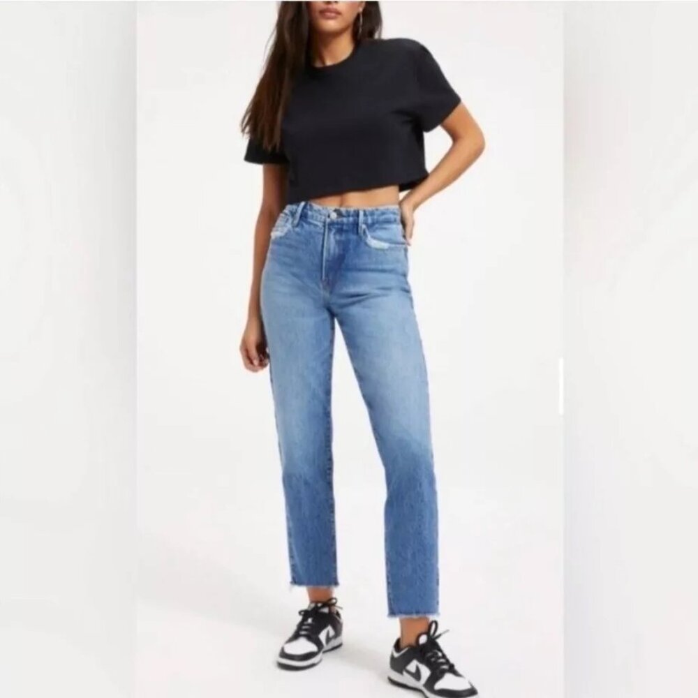 Good Vintage Straight Jeans Frayed Hem | Good American